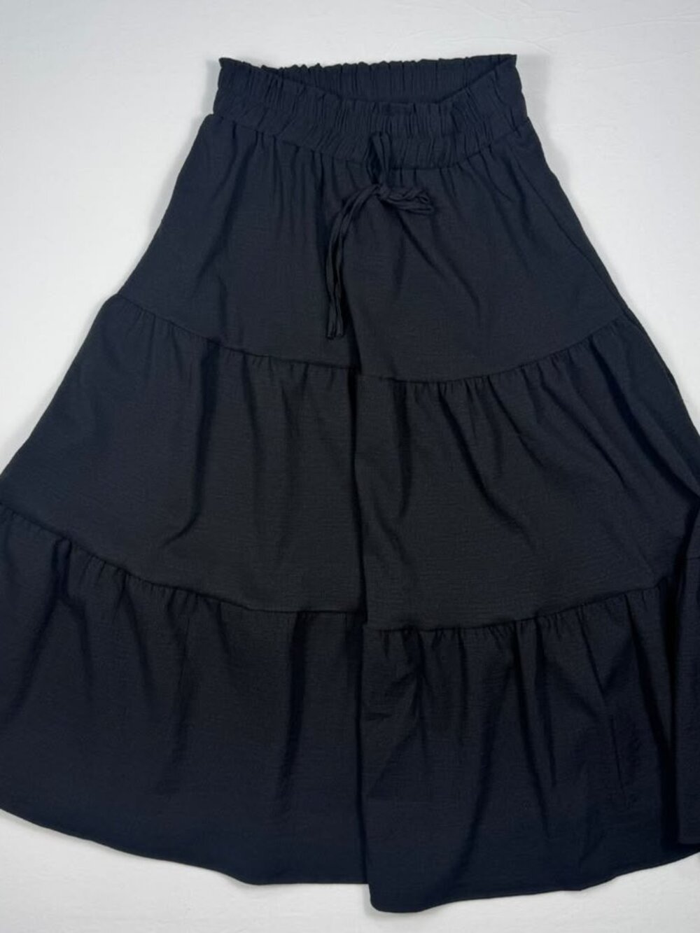 NWT SHEIN MOD Black Tiered Maxi Skirt Elastic Waist M